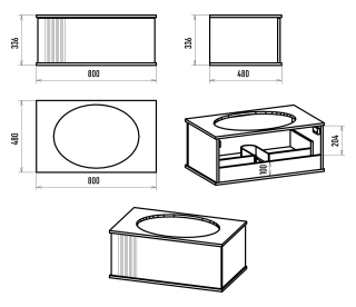 Подвесная тумба под раковину Brevita Savoy SAV-09080-0301Я 80см чёрный