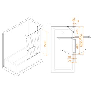 Шторка на ванну RGW SC-03 03110311-11 110см хром