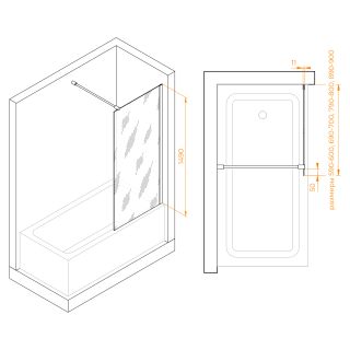 Шторка на ванну RGW SC-050 351105007-11 70см хром