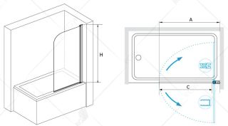 Шторка на ванну RGW Screens SC-109B 70см чёрный 411110907-14