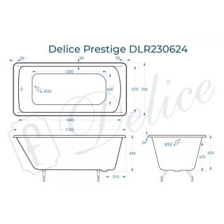 Ванна чугунная Delice Prestige DLR230624 170х70