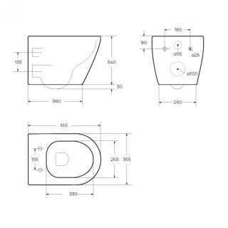 Унитаз подвесной безободковый с сиденьем и смывом TORNADO CEZARES STYLUS-TOR