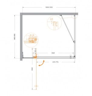 Душевой уголок Cezares Slider AH 1 90-100/110 C GM профиль оружейная сталь, стекло прозрачное