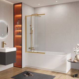 Шторка на ванну CEZARES SLIDER-VF-11-90/150-C-BORO брашированное золото