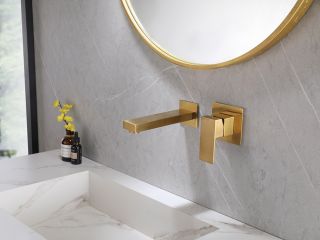 Встраиваемый смеситель для раковины ABBER Daheim матовое золото AF8212G