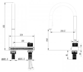 Смеситель для кухни ABBER Wasser Kreis AF8114G с выдвижной лейкой золото матовое