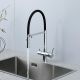 Смеситель для кухни Gappo G4397-80 с подключением фильтра питьевой воды и гибким изливом хром/чёрный