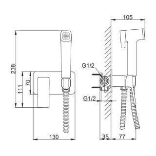 Гигиенический душ  Frap F2084-9 Оружейная сталь