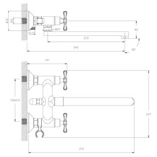 Смеситель для ванны Decoroom с ручным душем хром DR47043