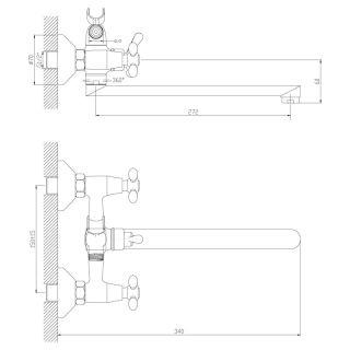 Смеситель для ванны Decoroom с ручным душем хром DR48043