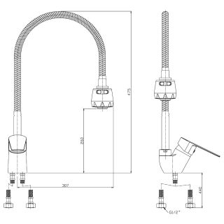 Смеситель для кухонной мойки Rossinka S35-26 Хром