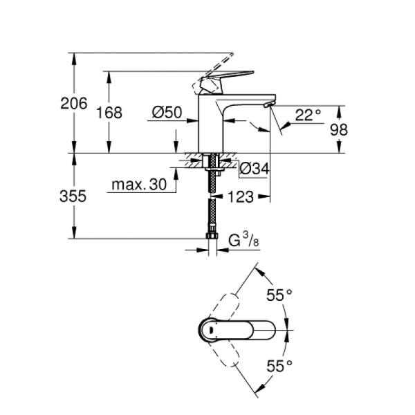 Смеситель для раковины GROHE Eurosmart Cosmopolitan 23327KW0 черный