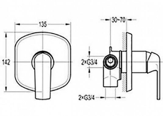 Встраиваемый 4-х позиционный переключатель, хром Cezares GLOBO-F-DEV4-01