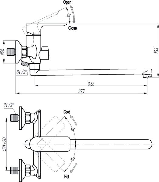Смеситель Triton Панама 16307 L для ванны и душа