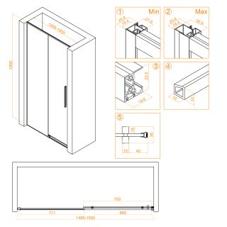 Душевая дверь RGW SV-12G 32321215-16 150см золото