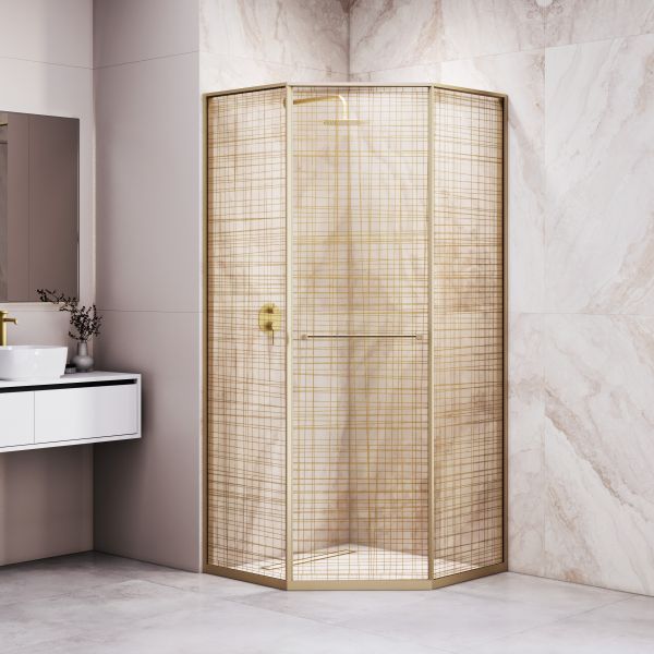 Душевой уголок RGW SV-82Gb "L" 33328299-266L 90x90 см брашированное золото