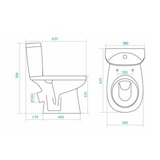 Унитаз напольный Santek - Анимо с сиденьем дюропласт Soft-close, косой выпуск 1WH302137