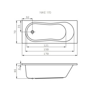 Акриловая ванна Cersanit NIKE 170х70