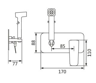 Гигиенический душ со смесителем Shevanik S9905T оружейная сталь