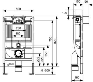 Tece Инсталляция для унитазов-биде, высота 820 мм 9300380