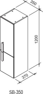 Ravak Шкаф боковой SB 350 CHROME R каппучино/белый