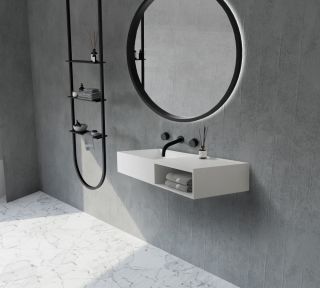 Подвесная тумба с раковиной ABBER Stein AS2649-1.2 120см белый матовый