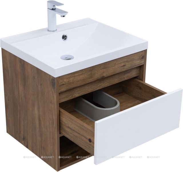 Тумба под раковину Aquanet Тренд 345117 60 см дуб рустикальный/белый сатин