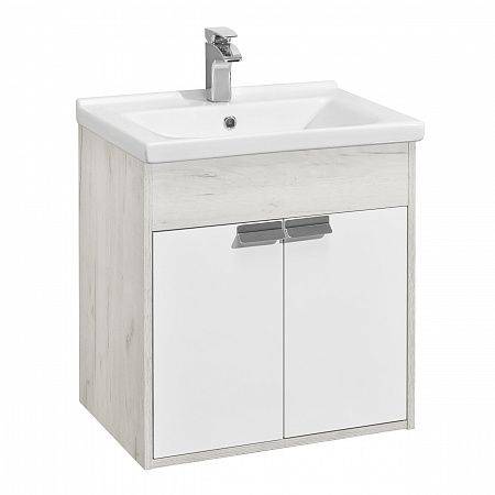 Тумба под раковину Акватон Флай 60см белый/дуб крафт 1A237301FAX10