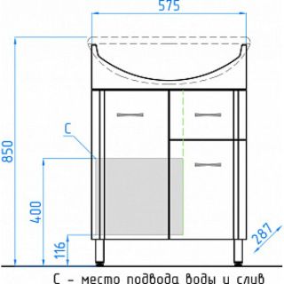 Тумба под раковину Style Line Эко Стандарт 11 ЛС-00000101