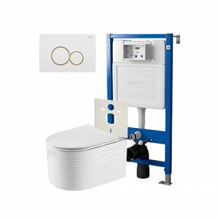Комплект унитаза с инсталляцией Point Элемент PN48264WG с сиденьем Микролифт
