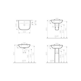 Раковина Vitra S20 5502B003-0001 55cm-цвет белый