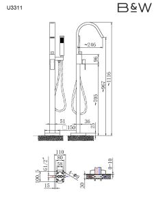 Смеситель Black & White Universe 3311U для ванны и душа