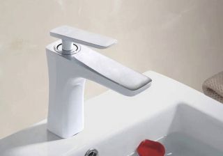 Смеситель для раковины Rose R1601F белый/хром