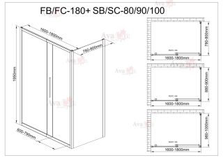 Душевой уголок AvaCan FС 160-180 + SС80 MT хром