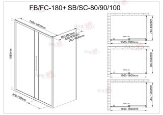 Душевой уголок AvaCan FB 160-180+ SB 90 MT чёрный