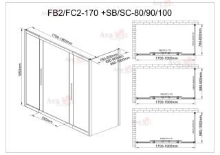 Душевой уголок AvaCan FC2 170-190 + SC100 MT хром