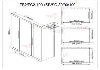 Душевой уголок AvaCan FC2 190-210 + SC80 MT хром