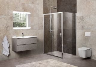 Душевой уголок прямоугольный, хром BelBagno UNIQUE-AH-1-120/135-100-C-Cr
