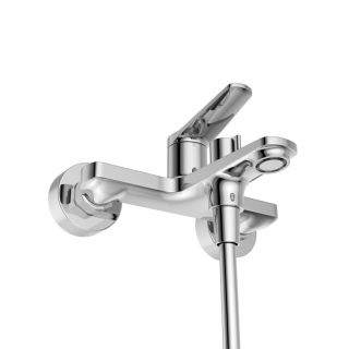 Смеситель для ванны и душа в комплекте с ручным душем, шлангом и держателем BelBagno UNIQUE-VASM-CRM