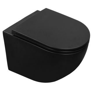 Унитаз подвесной Azario Grado AZ-0046-UQ1-MB безободковый с быстросъемным сиденьем микролифт черный