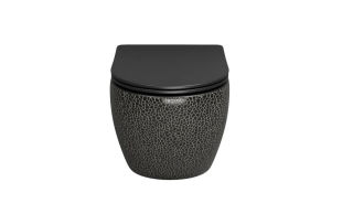 Унитаз подвесной Grossman безободковый чёрный с текстурой кожи крокодила GR-4455BBLS