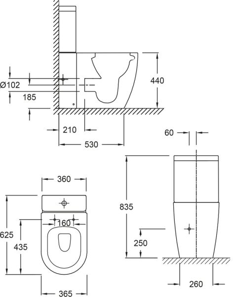 Чаша напольного унитаза Jacob Delafon  Soprano UJAK102-0
