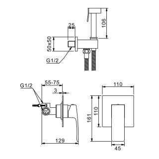 Гигиенический душ со смесителем Raglo R03.53 хром