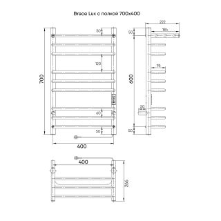 Полотенцесушитель электрический Indigo Brace Lux 70x40 см чёрный муар