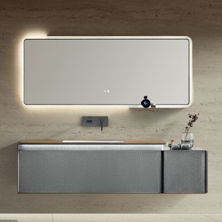 Комплект мебели для ванной Black&White Gravity V-2427 Hettich drawers Steel Ar stone no-holе mirror LED Anti-fog