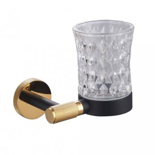 Стакан для зубных щеток с держателем Wonzon & Woghand Majestic WW-9221 чёрный/золото