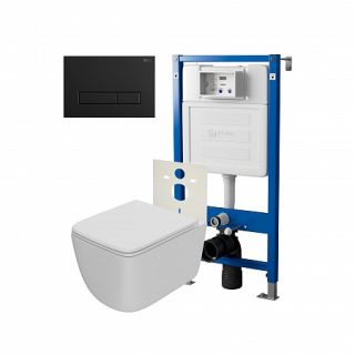 Комплект унитаза с инсталляцией Point Элемент PN48237BM с сиденьем Микролифт