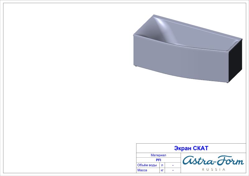 Ванна из искусственного камня Astra-Form Скат 01010082 левая 170x75 см белый матовый