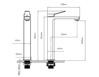 Смеситель для накладной раковины Vincea Arco VBF-4AR02CH однорычажный, хром