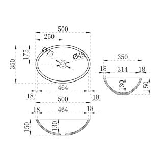 Раковина прозрачная Vincea VBS-6T11B, 500*350*150, накладная, цвет черный